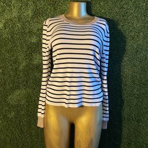 French style striped  sweater with gold accents